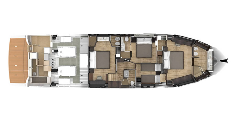 Нижняя палуба Absolute Navetta 73