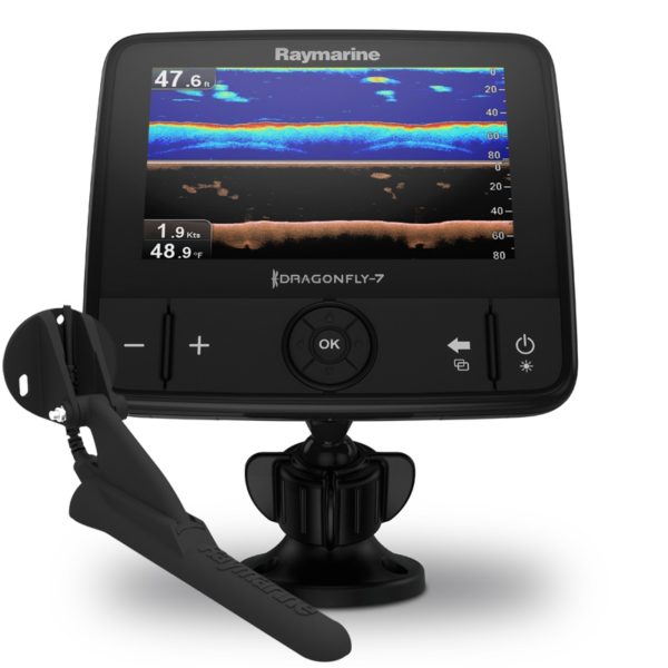 Dragonfly-7 Pro 7″ Sonar GPS with CHIRP DownVision & CPT-DVS Transom Mount Transducer, No Chart